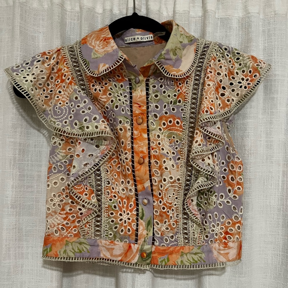 Embroidered Ruffle Shirt - Floral
